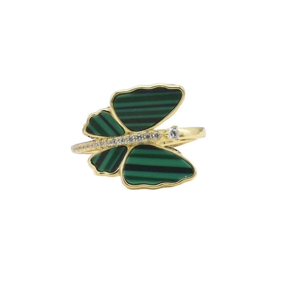Beautiful Green Butterfly Ring Delicate  Accent Jewelry Size 6